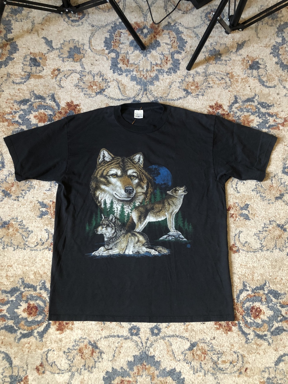Vintage Wolf Shirt Mens XL Grove Forest Graphic Wolves Nature 90s Tee